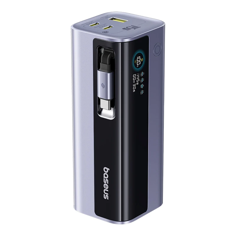Baseus 145W Power Bank 20000mAh Built-In 100W Retractable Type C Cable Fast Charge Portable External Battery Charger PowerBank