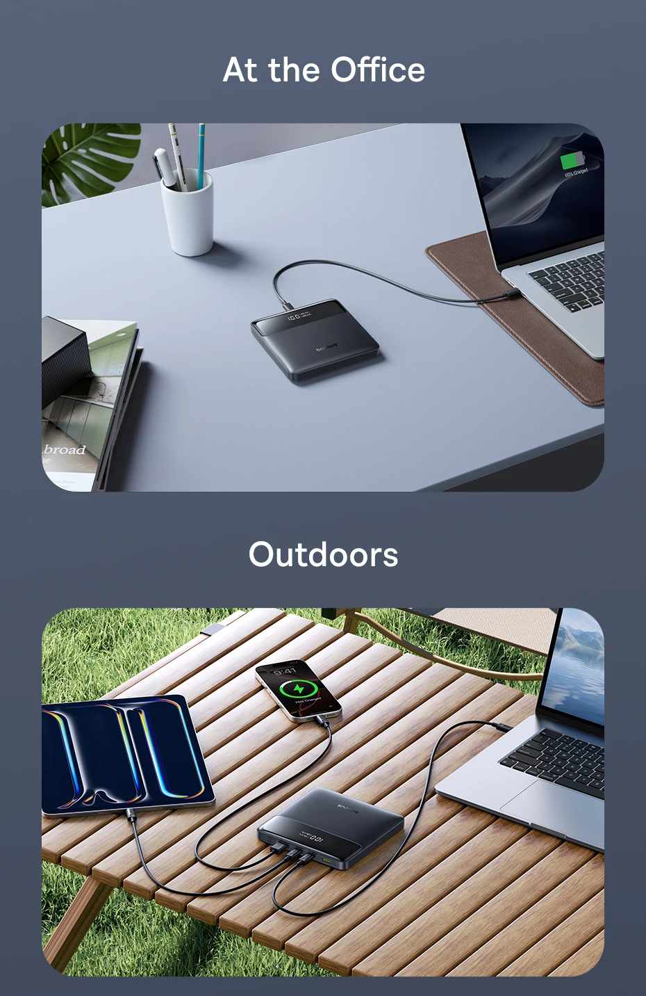 Baseus 100W Power Bank 20000mAh Capacity PD Fast Charging Battery Charger Powerbank For Laptops MacBook iPhone Samsung Xiaomi