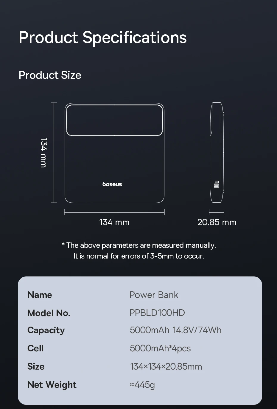 Baseus 100W Power Bank 20000mAh Capacity PD Fast Charging Battery Charger Powerbank For Laptops MacBook iPhone Samsung Xiaomi
