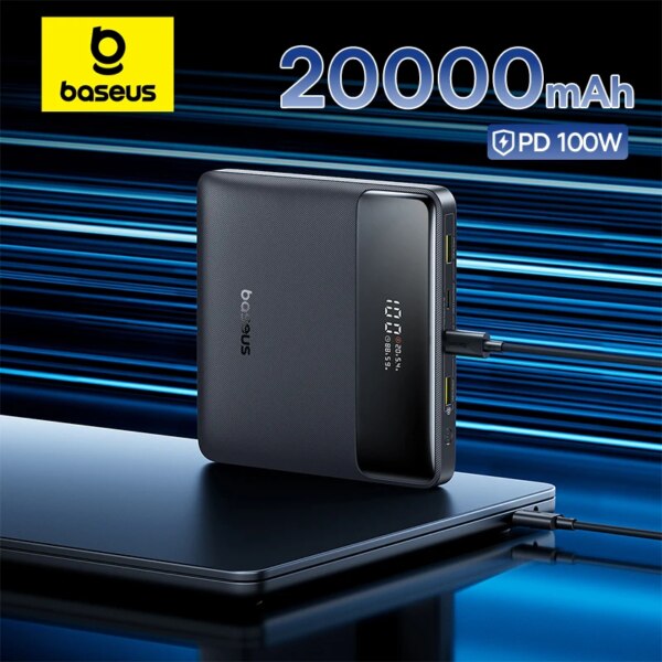 Baseus 100W Power Bank 20000mAh with Digital Display PD Fast Charging Portable Charger for Laptop MacBook iPhone Samsung