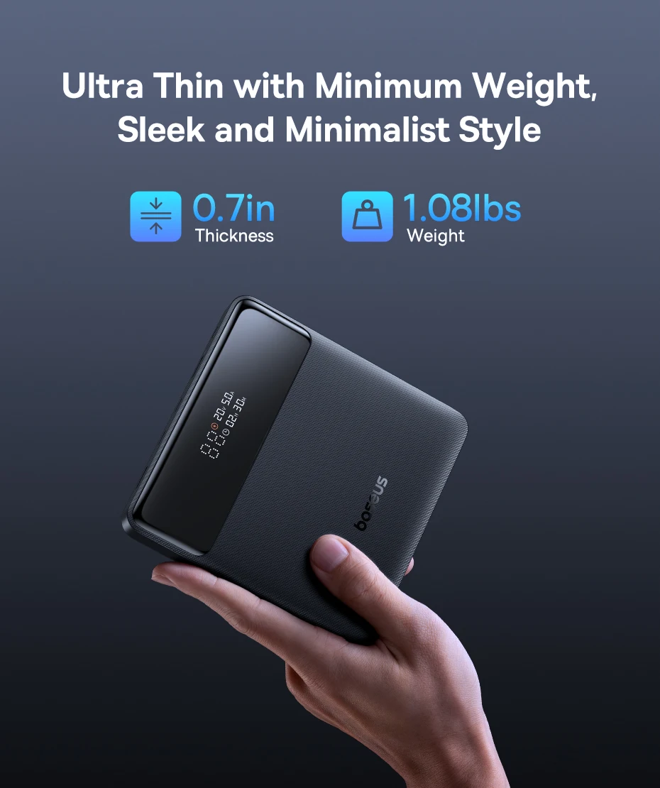 Baseus 100W Power Bank 20000mAh Capacity PD Fast Charging Battery Charger Powerbank For Laptops MacBook iPhone Samsung Xiaomi