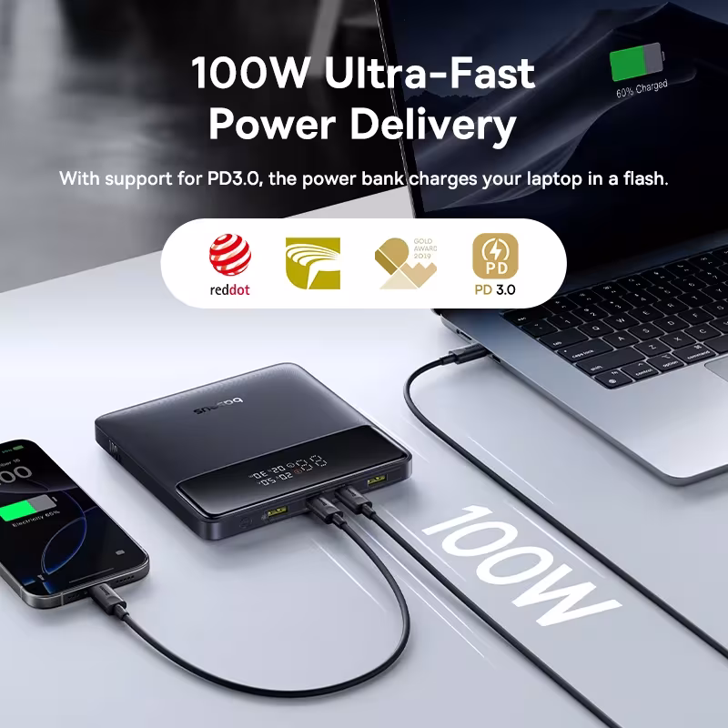 Baseus 100W Power Bank 20000mAh with Digital Display PD Fast Charging Portable Charger for Laptop MacBook iPhone Samsung Baseus 100W Power Bank 20000mAh with Digital Display PD Fast Charging Portable Charger for Laptop MacBook iPhone Samsung - Image 2