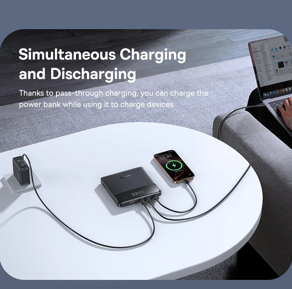 Baseus 100W Power Bank 20000mAh Capacity PD Fast Charging Battery Charger Powerbank For Laptops MacBook iPhone Samsung Xiaomi