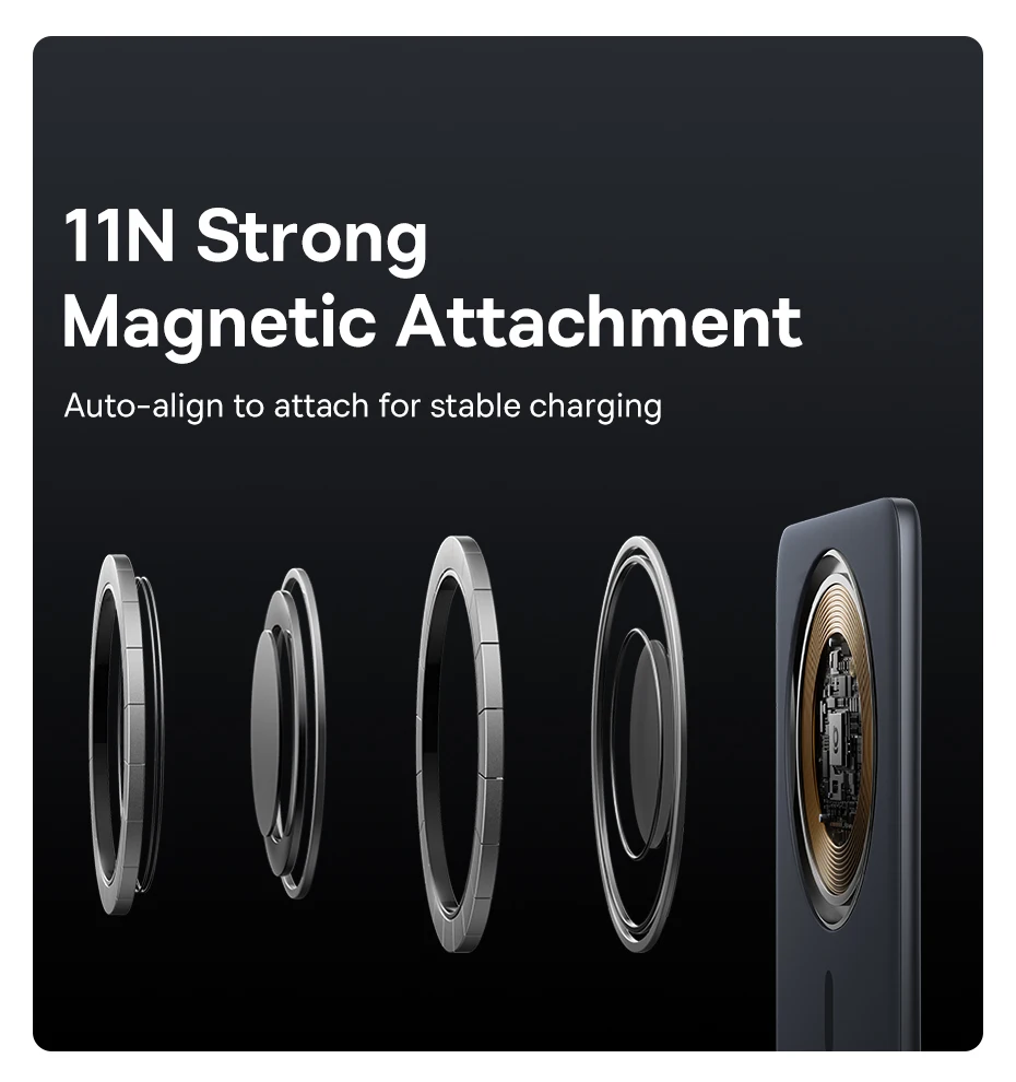 Baseus 5000mAh Magnetic Power Bank 15W Wireless 20W Wired Charging Thin Card-Sized Slim Portable Powerbank for iPhone Samsung
