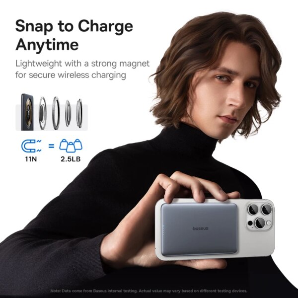 Baseus PicoGo AM41 5000mAh Magnetic Power Bank 15W Wireless 20W Wired Ultra-Slim Card-Sized Portable Charger - Image 5