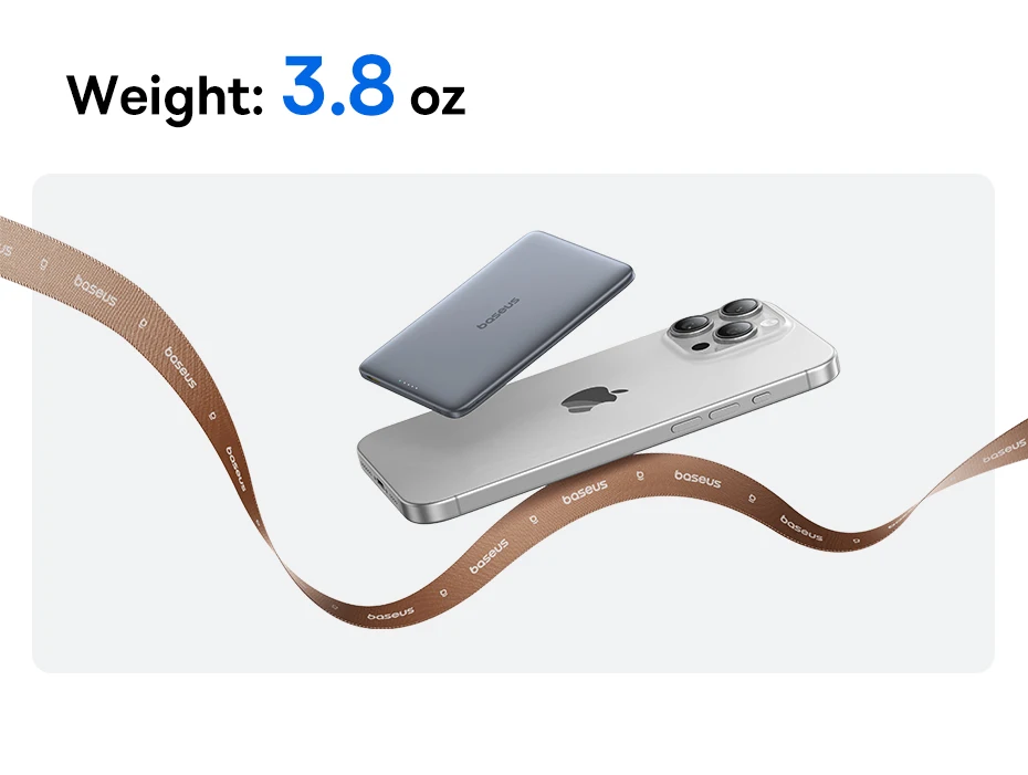 Baseus 5000mAh Magnetic Power Bank 15W Wireless 20W Wired Charging Thin Card-Sized Slim Portable Powerbank for iPhone Samsung