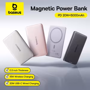 Baseus PicoGo AM41 5000mAh Magnetic Power Bank 15W Wireless 20W Wired Ultra-Slim Card-Sized Portable Charger
