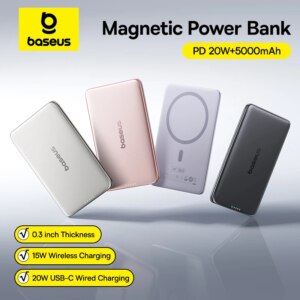 Baseus PicoGo AM41 5000mAh Magnetic Power Bank 15W Wireless 20W Wired Ultra-Slim Card-Sized Portable Charger