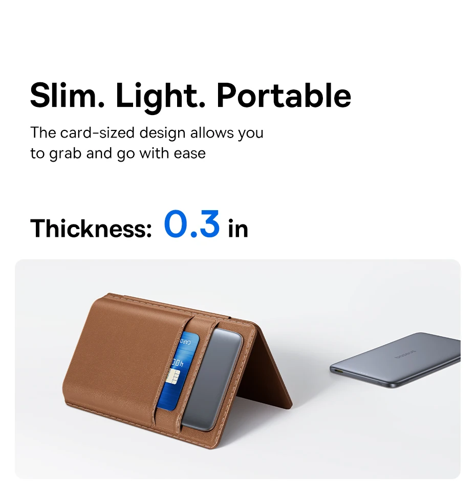 Baseus 5000mAh Magnetic Power Bank 15W Wireless 20W Wired Charging Thin Card-Sized Slim Portable Powerbank for iPhone Samsung
