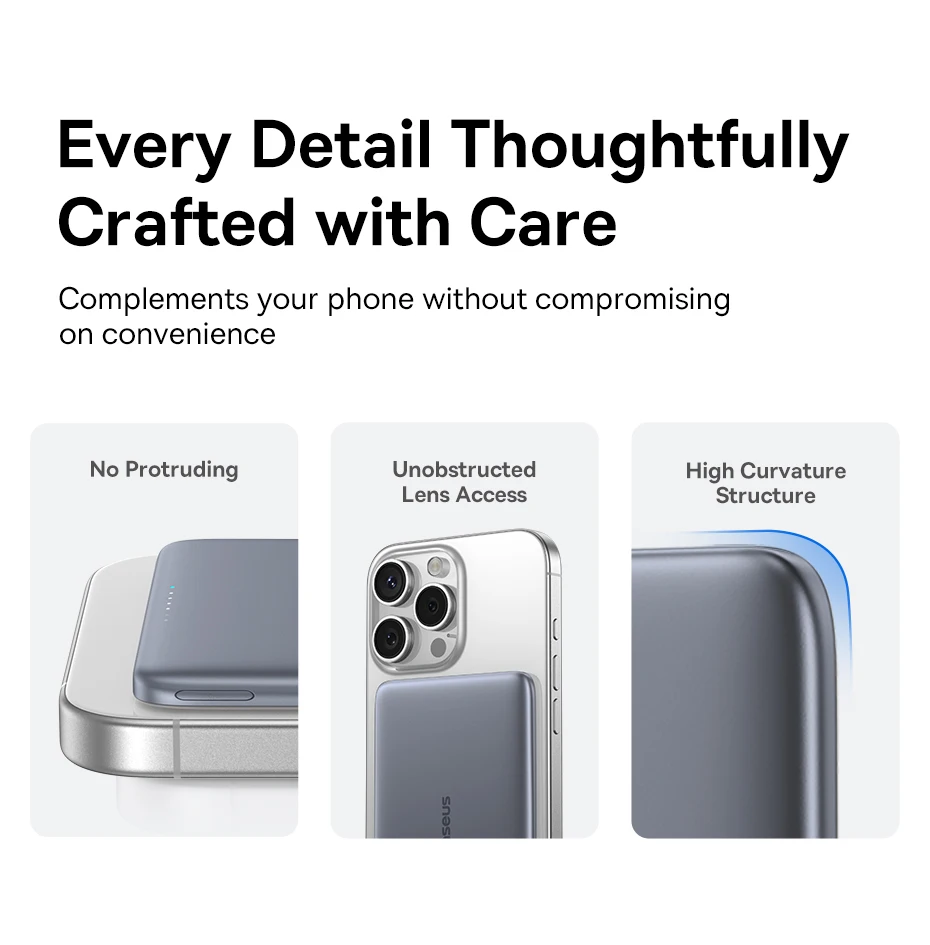 Baseus 5000mAh Magnetic Power Bank 15W Wireless 20W Wired Charging Thin Card-Sized Slim Portable Powerbank for iPhone Samsung