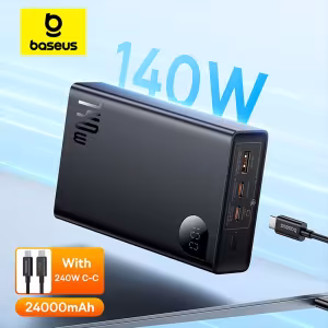 Baseus 140W Power Bank 24000mAh Portable Charger 3 Output Ports for MacBook iPhone 16
