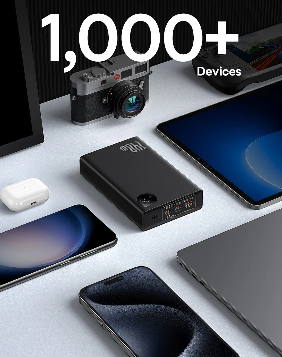 Baseus 140W Power Bank 24000mAh Fast Charging Portable Battery Charger 3 Output Ports for iPhone 16 Pro Max Notebook Tablet