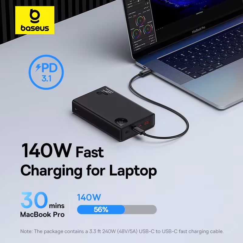 Baseus 140W Power Bank 24000mAh Portable Charger 3 Output Ports for MacBook iPhone 16 Baseus 140W Power Bank 24000mAh Portable Charger 3 Output Ports for MacBook iPhone 16 - Image 2