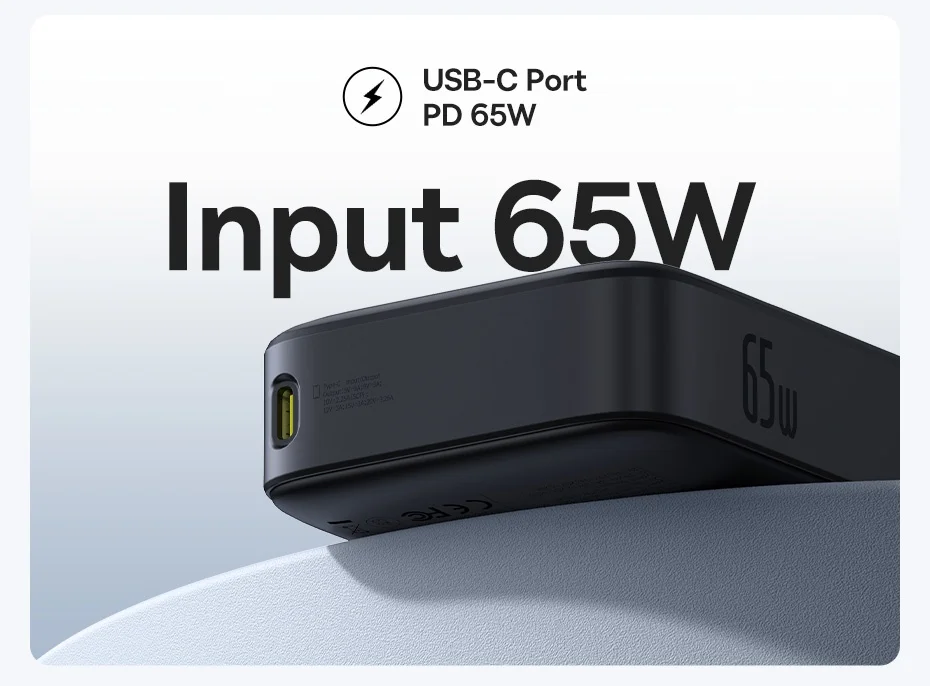 Baseus 65W Power Bank 20000mah Fast Charging with Built-in Retractable Type-C Cable for Laptops iPhone 16 15 Pro Max