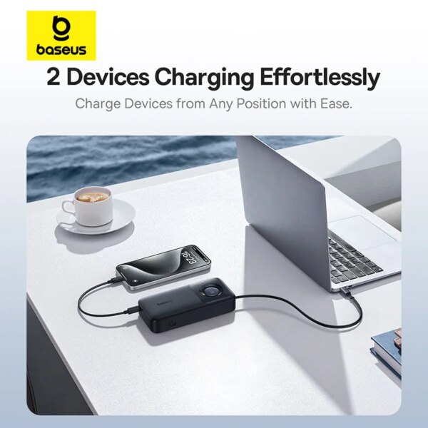 Baseus 65W Power Bank 20000mAh with Built-in Retractable Type-C Cable Fast Charging for Laptops iPhone 16 15 Pro Max - Image 5
