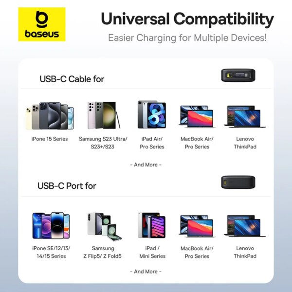 Baseus 65W Power Bank 20000mAh with Built-in Retractable Type-C Cable Fast Charging for Laptops iPhone 16 15 Pro Max - Image 6