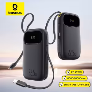 Baseus QPow 3 Digital Display Power Bank 22.5W 10000mAh 20000mAh Built-in USB-C Lightning Cable