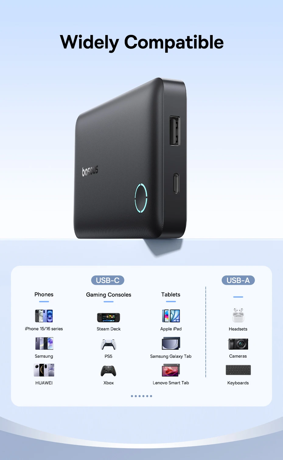 Baseus FP11 15W Power Bank 10000mAh PD Fast Charging Type C External Battery Powerbank for iPhone 16 15 Samsung S25 Xiaomi OPPO