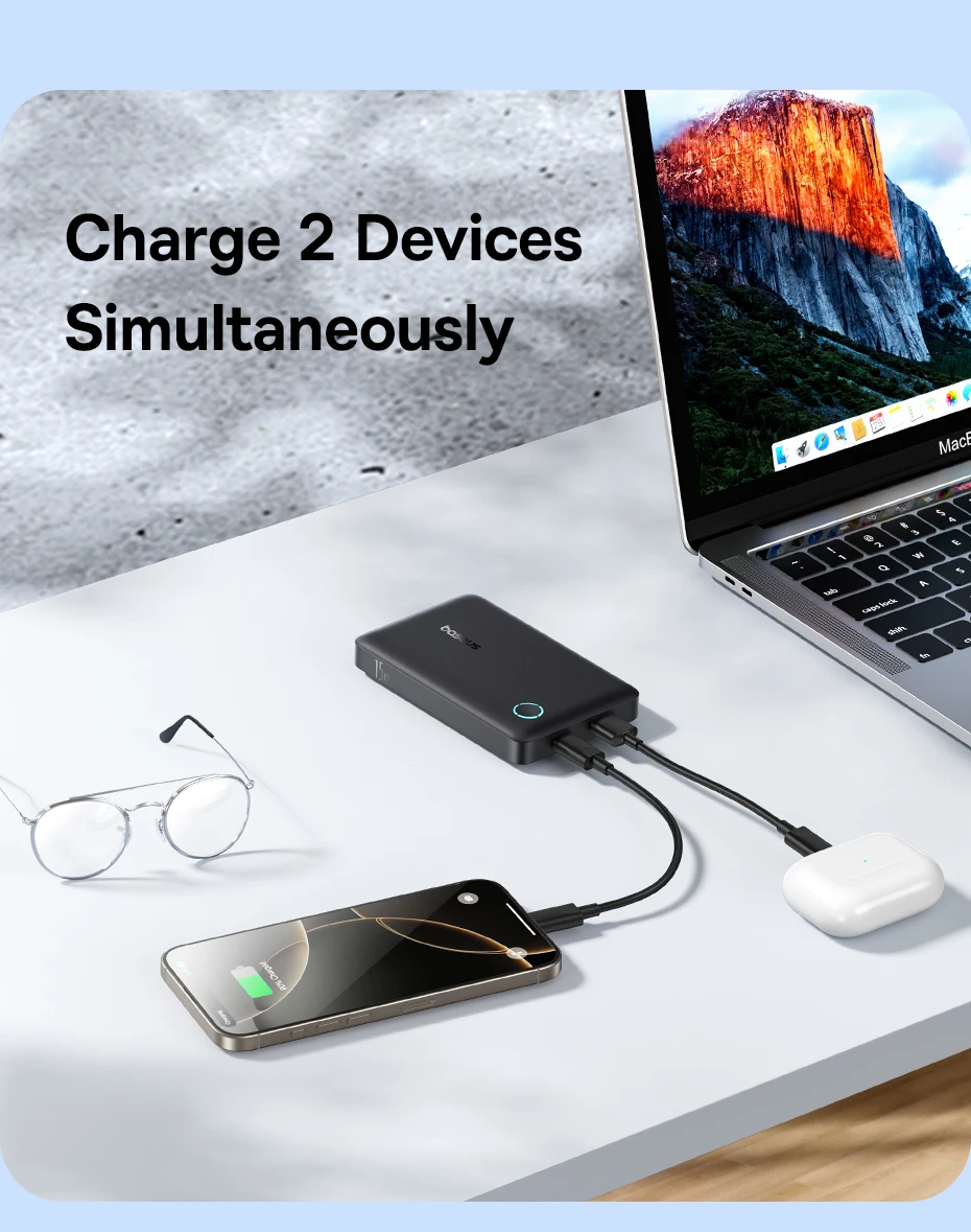 Baseus FP11 15W Power Bank 10000mAh PD Fast Charging Type C External Battery Powerbank for iPhone 16 15 Samsung S25 Xiaomi OPPO