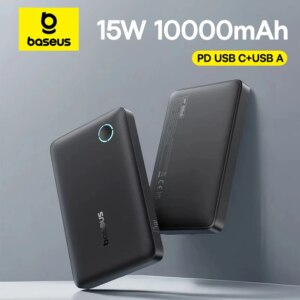 Baseus EnerFill FP11 10000mAh Power Bank 15W PD Fast Charging USB-C USB-A Portable External Battery