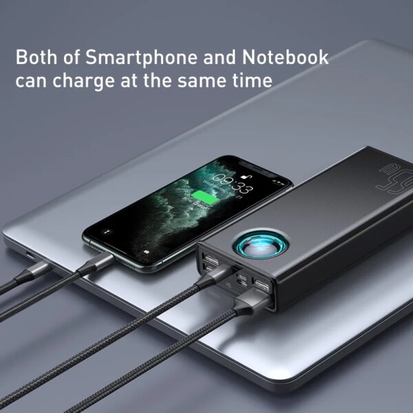 Baseus 65W Power Bank 30000mAh PD Quick Charge 3.0 Digital Display External Battery Pack - Image 5