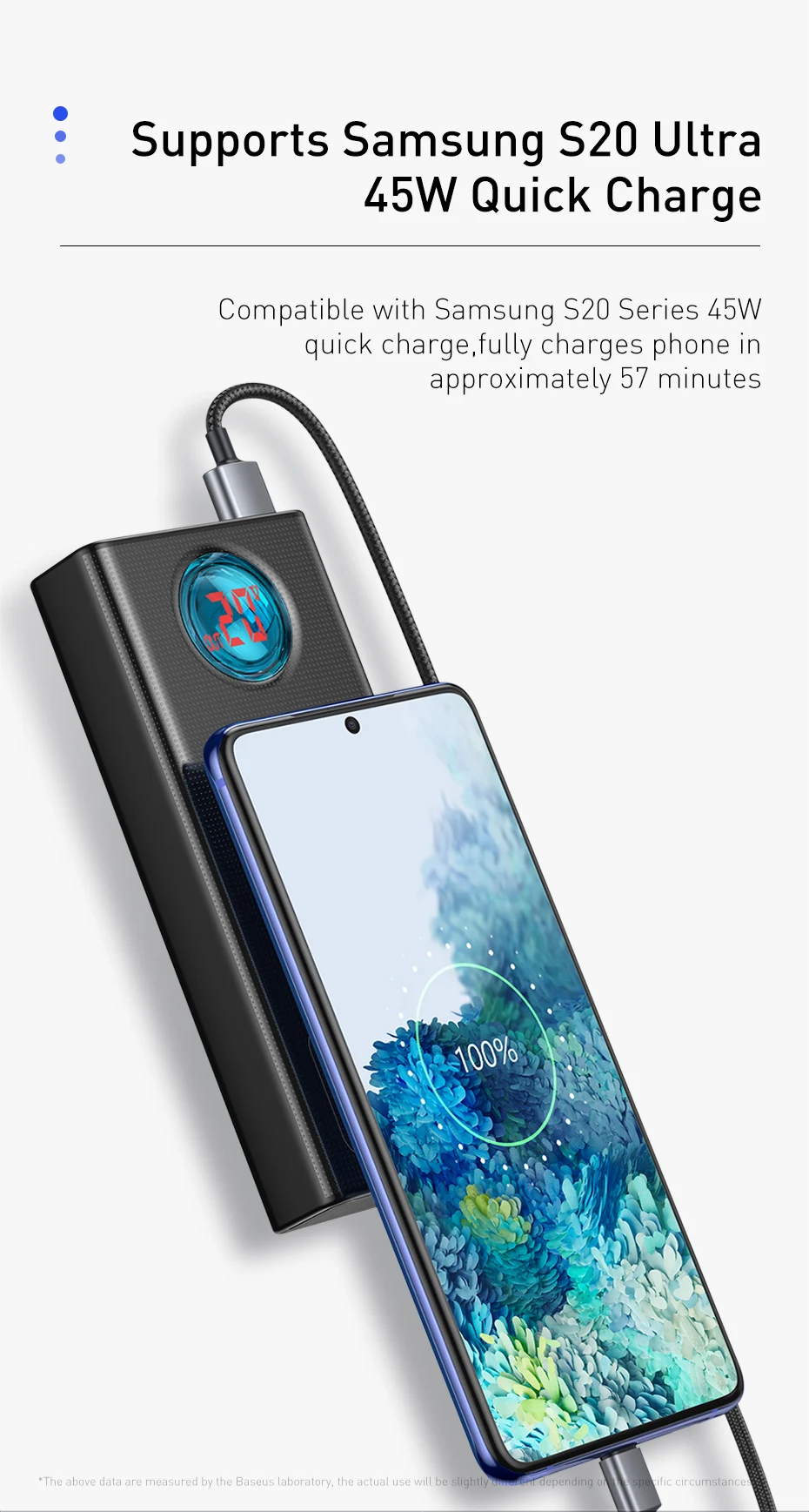 Baseus 65W Power Bank 30000mAh PD Quick Charge FCP SCP Powerbank Portable External Charger For Smartphone Laptop iPhone Tablet