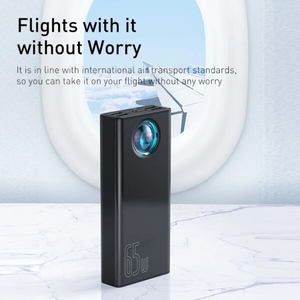 Baseus 65W Power Bank 30000mAh PD Quick Charge 3.0 Digital Display External Battery Pack - Image 6
