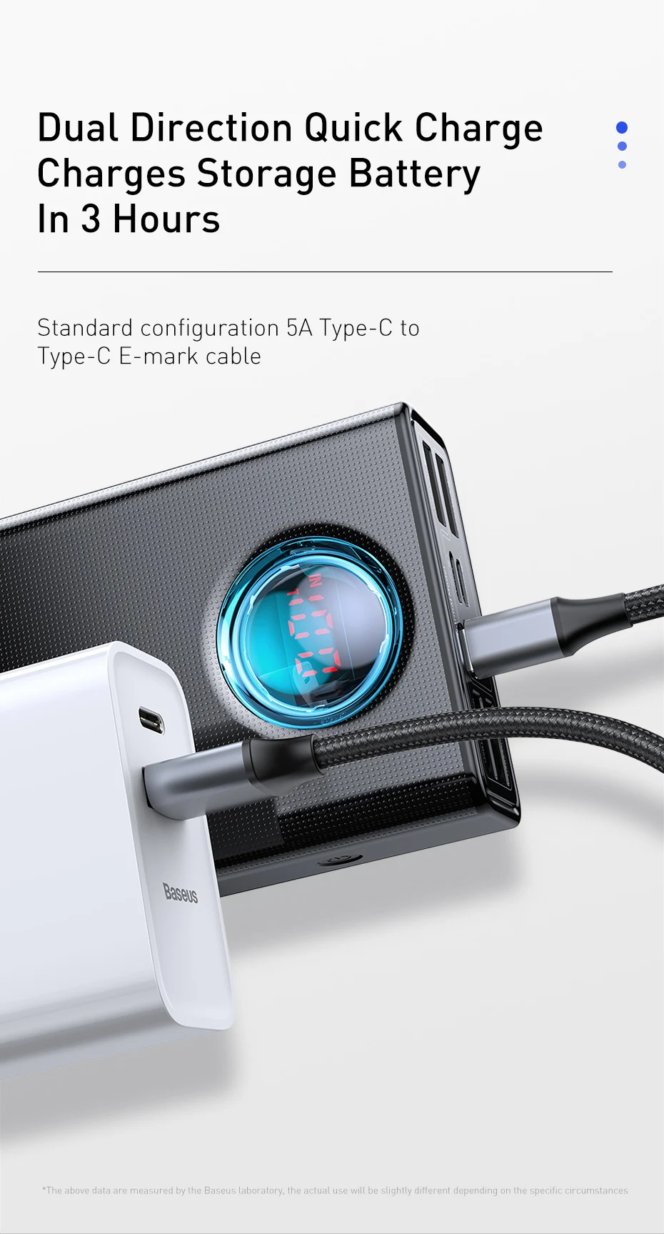 Baseus 65W Power Bank 30000mAh PD Quick Charge FCP SCP Powerbank Portable External Charger For Smartphone Laptop iPhone Tablet