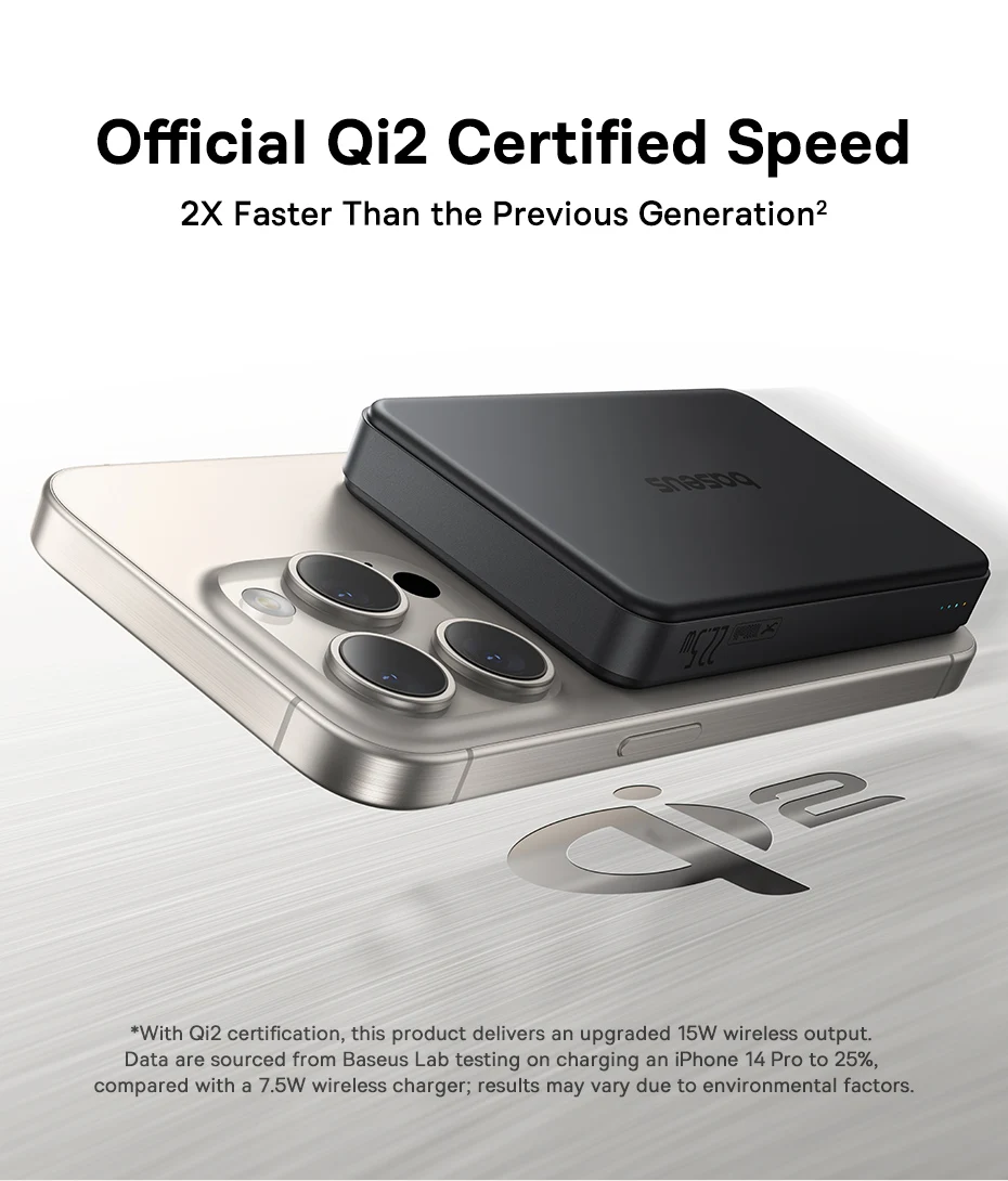 Baseus Qi2 Magnetic Power Bank 10000mah 15W Wireless Charging 22.5W Wired Charge Qi2-Certified for iPhone 16 15 14 13 12 Pro Max