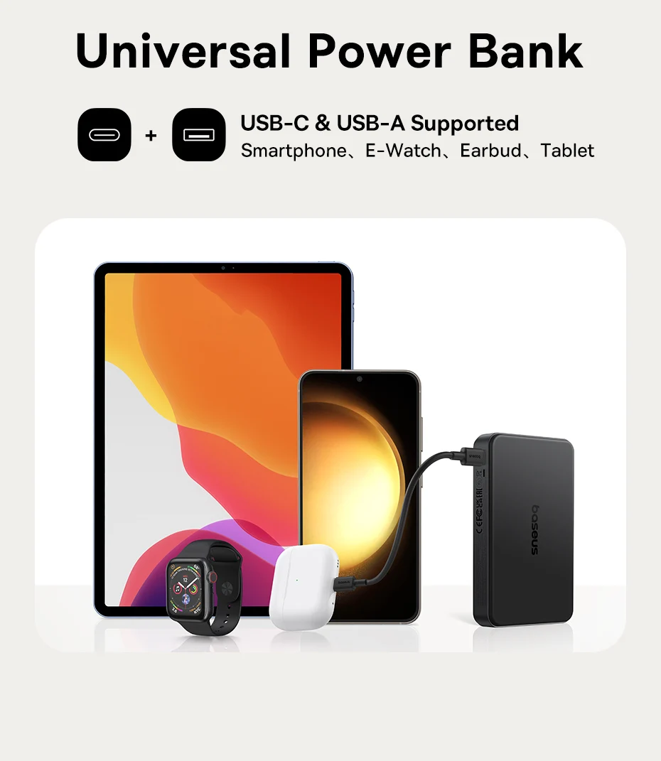 Baseus Qi2 Magnetic Power Bank 10000mah 15W Wireless Charging 22.5W Wired Charge Qi2-Certified for iPhone 16 15 14 13 12 Pro Max