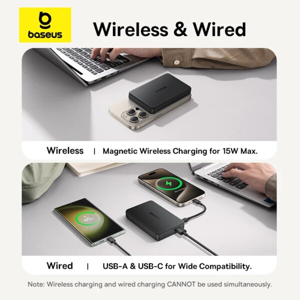 Baseus Qi2 Magnetic Power Bank 10000mAh 15W Wireless 22.5W Wired Charging - Image 4