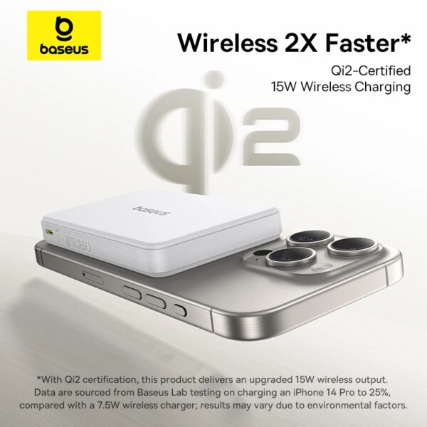 Baseus Qi2 Magnetic Power Bank 10000mAh 15W Wireless 22.5W Wired Charging - Image 6