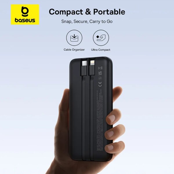 Baseus Lipow Dual-Cable Power Bank 10000mAh with Digital Display 22.5W Fast Charging - Image 2
