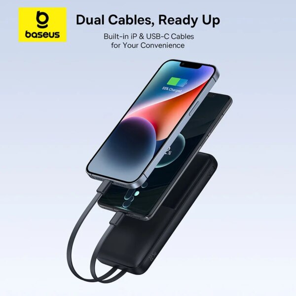 Baseus Lipow Dual-Cable Power Bank 10000mAh with Digital Display 22.5W Fast Charging - Image 3