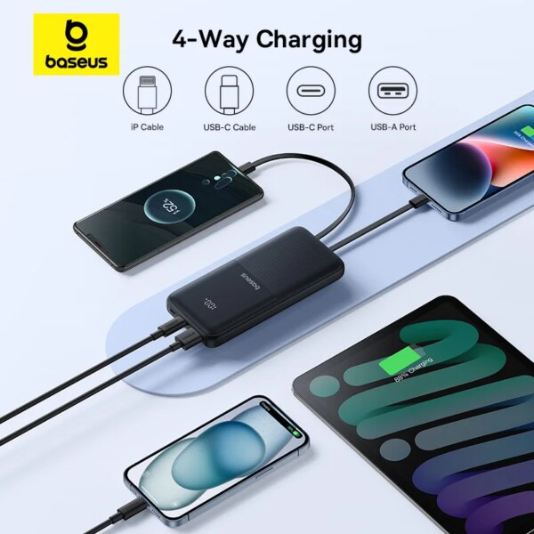 Baseus Lipow Dual-Cable Power Bank 10000mAh with Digital Display 22.5W Fast Charging - Image 5