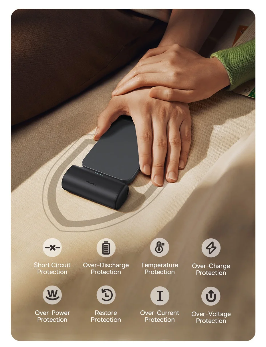 Baseus Mini Power Bank 20W 5000mAh Type C Fast Charging External Battery PowerBank for iPhone 15 Pro Max Samsung Xiaomi