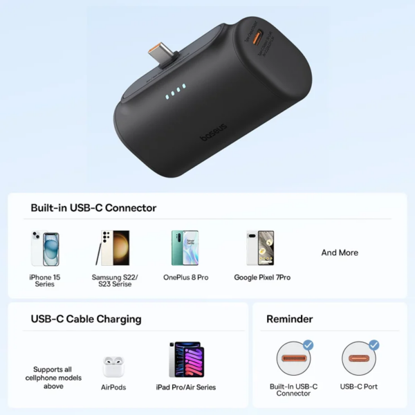 Baseus Compact Fast Charging Power Bank 5000mAh 20W Type-C Edition - Image 4