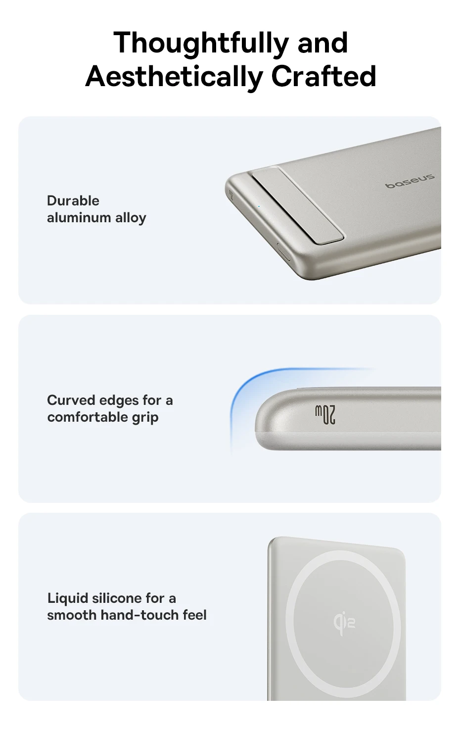 Baseus Qi2 Magnetic Power Bank With Kickstand PD 20W 5000mAh Portable Wireless Fast Charging PowerBank For iPhone Samsung Xiaomi