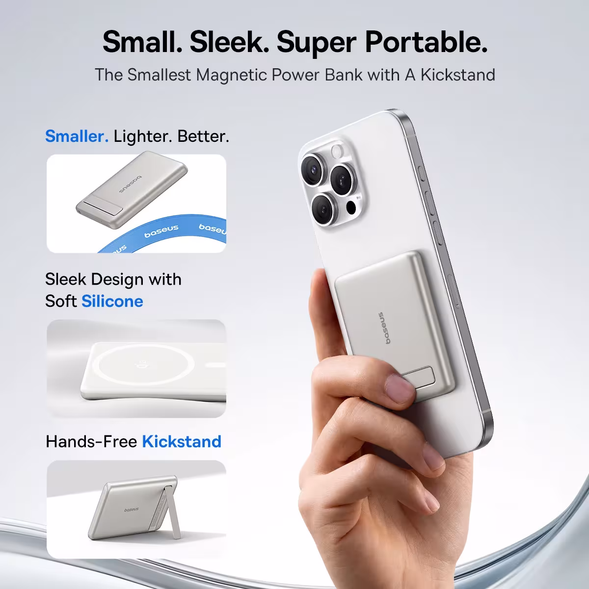 Baseus PicoGo AM31 Qi2 Ultra-Mini Magnetic Power Bank 5000mAh with Kickstand 15W Wireless 20W USB-C Baseus PicoGo AM31 Qi2 Ultra-Mini Magnetic Power Bank 5000mAh with Kickstand 15W Wireless 20W USB-C - Image 5