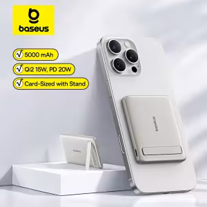 Baseus PicoGo AM31 Qi2 Ultra-Mini Magnetic Power Bank 5000mAh with Kickstand 15W Wireless 20W USB-C