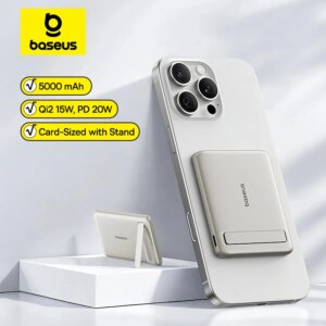 Baseus PicoGo AM31 Qi2 Ultra-Mini Magnetic Power Bank 5000mAh with Kickstand 15W Wireless 20W USB-C