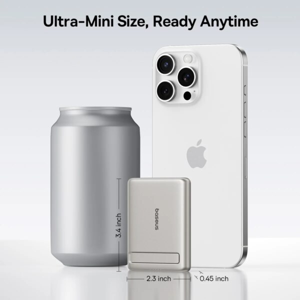 Baseus PicoGo AM31 Qi2 Ultra-Mini Magnetic Power Bank 5000mAh with Kickstand 15W Wireless 20W USB-C - Image 4