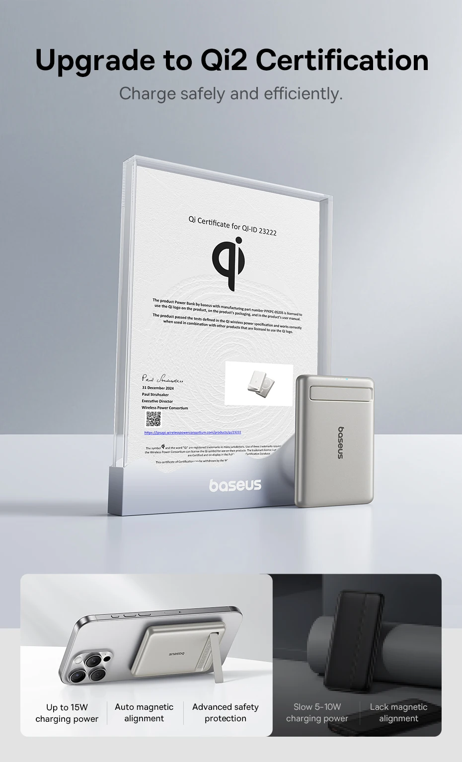 Baseus Qi2 Magnetic Power Bank With Kickstand PD 20W 5000mAh Portable Wireless Fast Charging PowerBank For iPhone Samsung Xiaomi