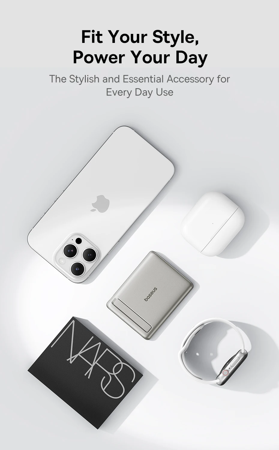 Baseus Qi2 Magnetic Power Bank With Kickstand PD 20W 5000mAh Portable Wireless Fast Charging PowerBank For iPhone Samsung Xiaomi