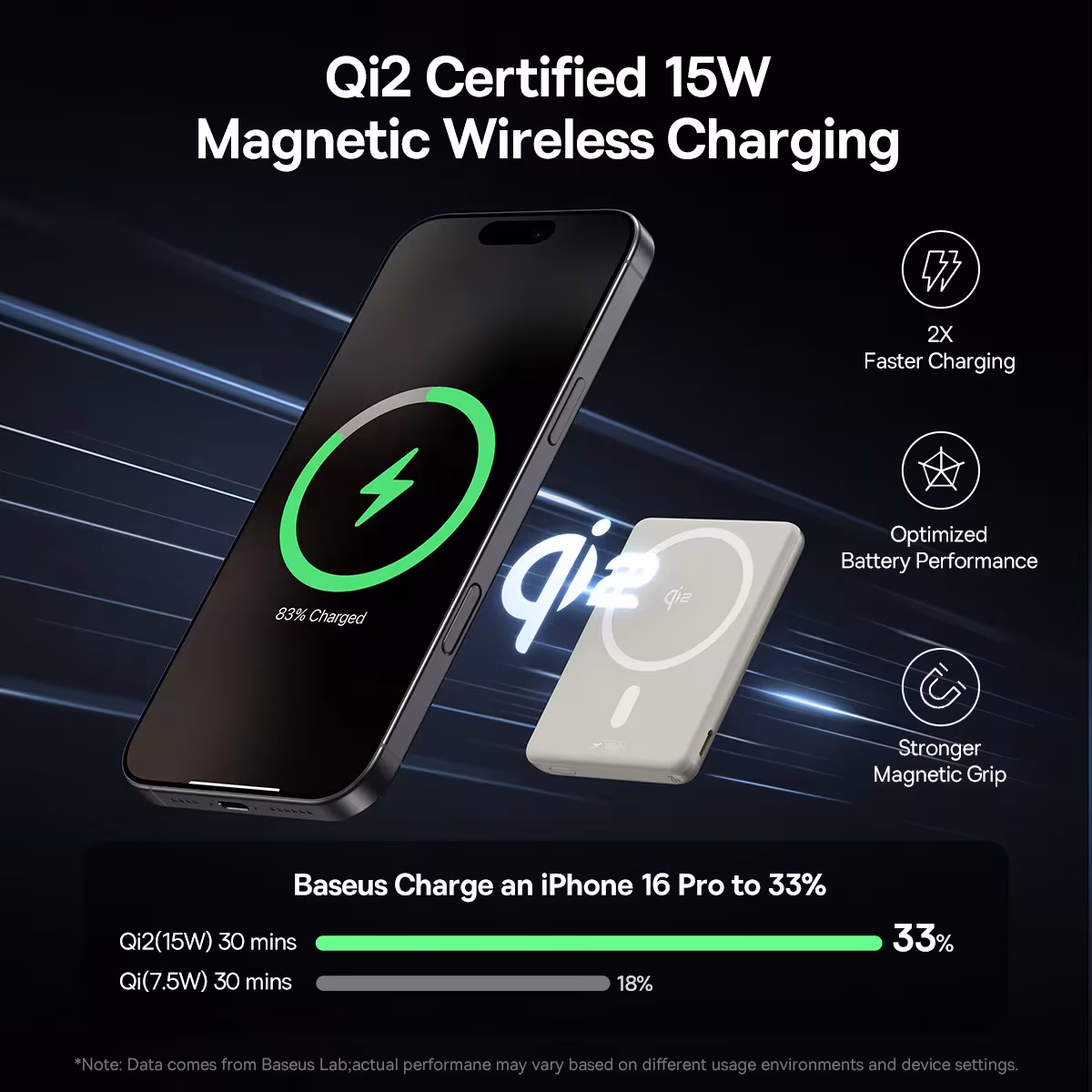Baseus PicoGo AM31 Qi2 Ultra-Mini Magnetic Power Bank 5000mAh with Kickstand 15W Wireless 20W USB-C Baseus PicoGo AM31 Qi2 Ultra-Mini Magnetic Power Bank 5000mAh with Kickstand 15W Wireless 20W USB-C - Image 2