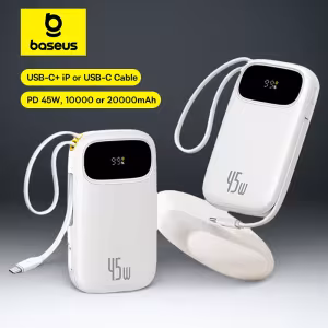 Baseus QPow 3 Digital Display Fast Charging Power Bank 45W 10000mAh 20000mAh Built-in USB-C Lightning Cable