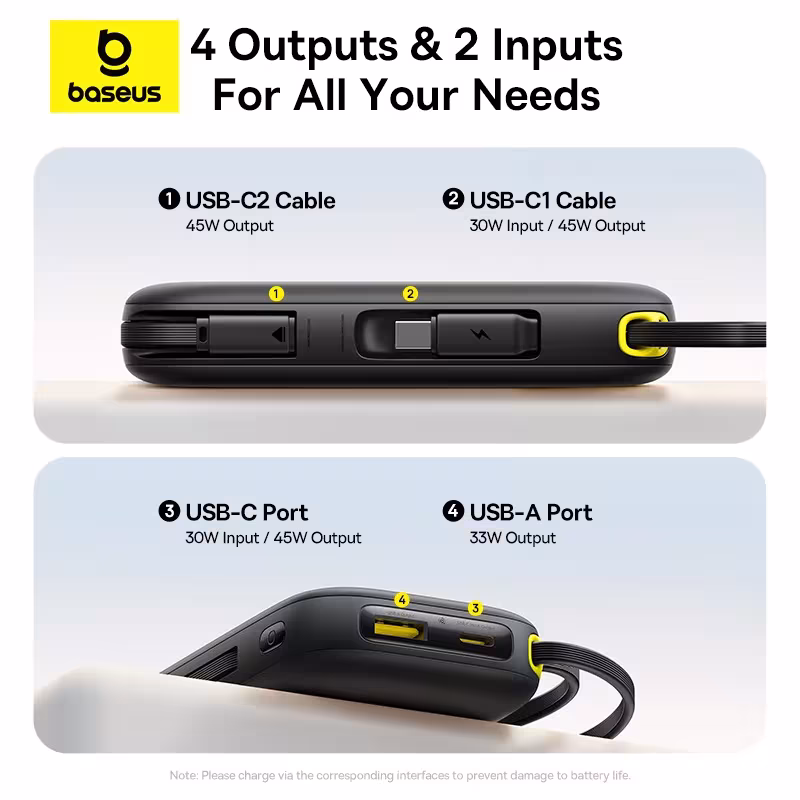 Baseus QPow 3 Digital Display Fast Charging Power Bank 45W 10000mAh 20000mAh Built-in USB-C Lightning Cable Baseus QPow 3 Digital Display Fast Charging Power Bank 45W 10000mAh 20000mAh Built-in USB-C Lightning Cable - Image 5