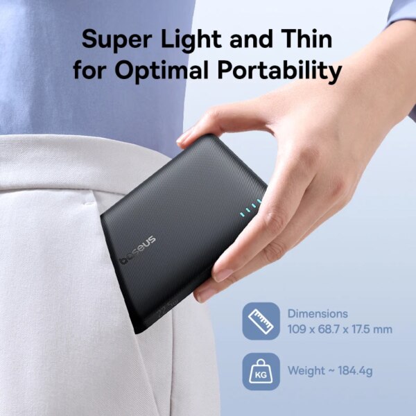 Baseus EnerFill FP21 10000mAh 22.5W Fast Charging Power Bank Portable Ultra Thin - Image 4