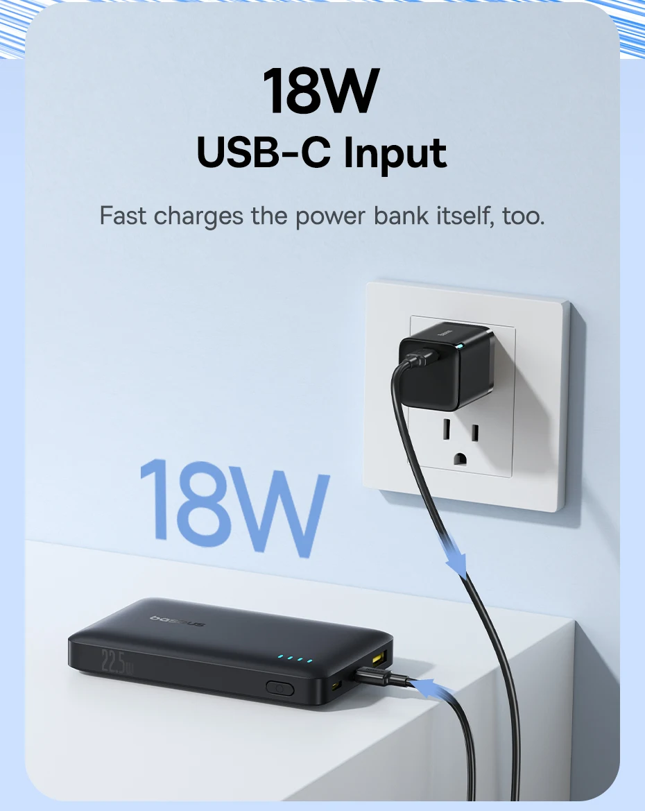Baseus FP21 22.5W Power Bank 10000mAh Portable Charger PowerBank Fast Charging External Battery For iPhone Samsung Xiaomi Poco