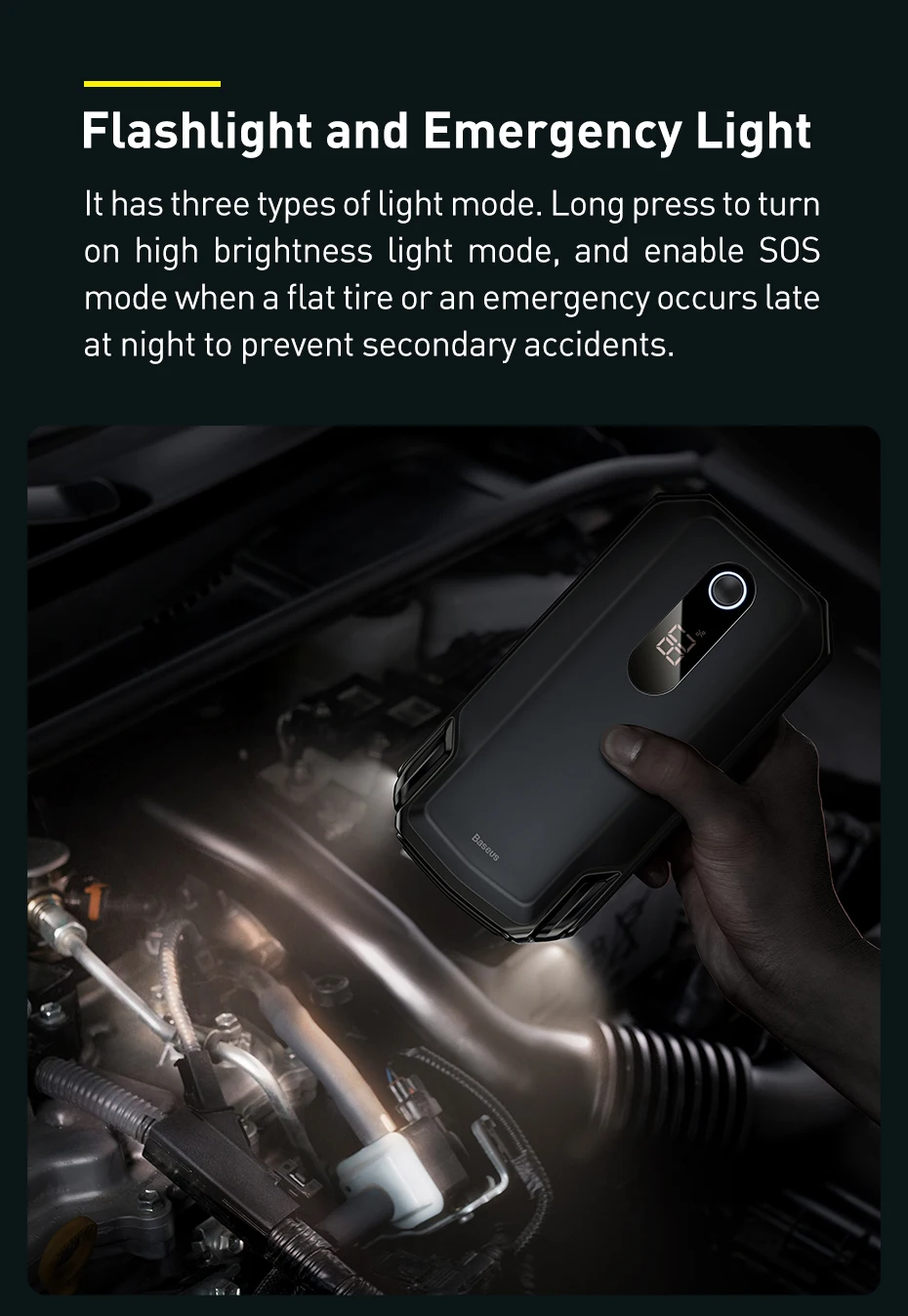 Baseus 2000A Jump Starter Power Bank 20000mAh 15W Fast Charging for iPhone Powerbank Auto Battery Emergency Starting Device